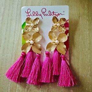 Lilly Pulitzer Gold and Pink Tassel Earrings